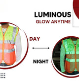Polyester Fabric V Neck Reflective Safety Jacket, Safety Coat for Traffic, Sports, Construction Site (Dual Color) Kunplast