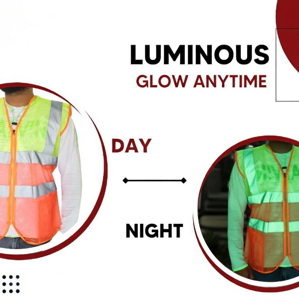 Polyester Fabric V Neck Reflective Safety Jacket, Safety Coat for Traffic, Sports, Construction Site (Dual Color) Kunplast