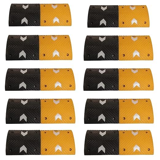 Kunplast Rubber Road Speed Breaker With Heavy Duty Load Capacity, 50MM, Black and Yellow (2X Yellow - 2 X Black) Kunplast