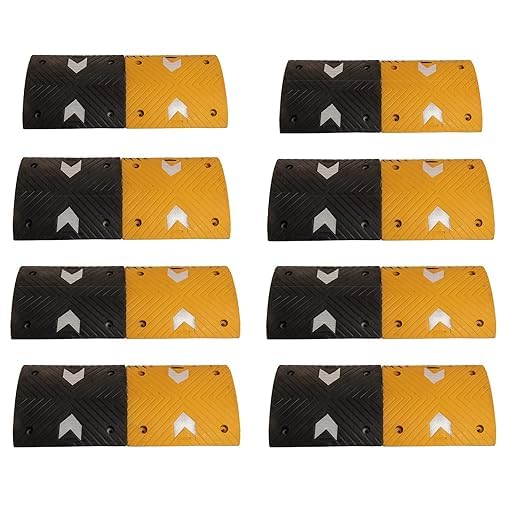 Kunplast Rubber Road Speed Breaker With Heavy Duty Load Capacity, 50MM, Black and Yellow (2X Yellow - 2 X Black) Kunplast