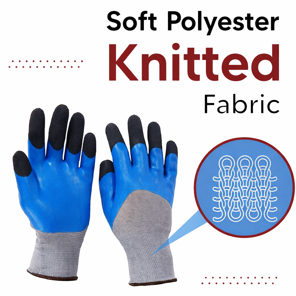 Nylon Nitrile Half Coated (Back Also) Industrial Safety Hand Gloves, Anti-Cut, Cut Resistant, Heat Resistant, Industrial Use, For Finger and Hand Protection Kunplast
