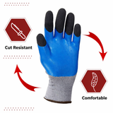 Nylon Nitrile Half Coated (Back Also) Industrial Safety Hand Gloves, Anti-Cut, Cut Resistant, Heat Resistant, Industrial Use, For Finger and Hand Protection Kunplast