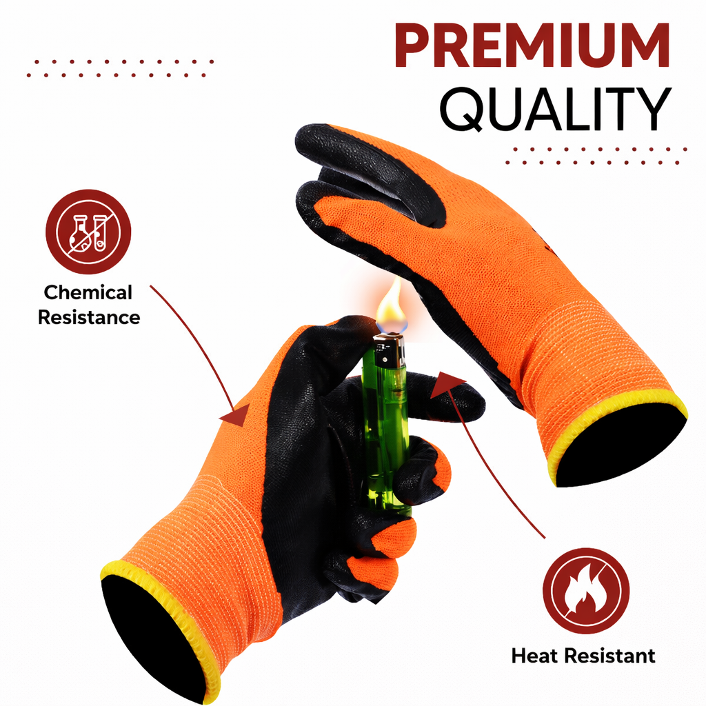 Nylon Nitrile Coated Industrial Safety Hand Gloves Anti-Cut, Heat Resistant, for Finger and Hand Protection Kunplast