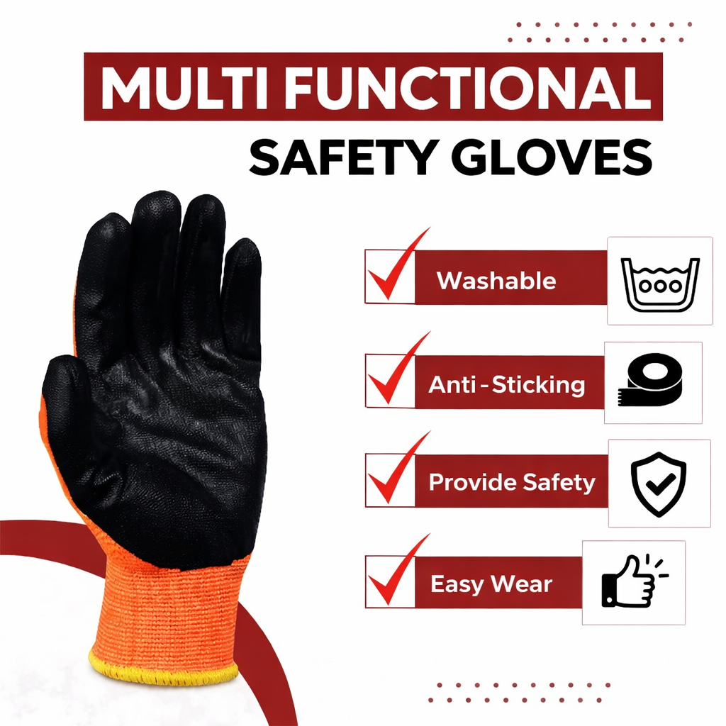 Nylon Nitrile Coated Industrial Safety Hand Gloves Anti-Cut, Heat Resistant, for Finger and Hand Protection Kunplast