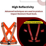 High Visibility Protective Safety Reflective Vest Belt Jacket, Night Cycling Reflector Strips Cross Belt Stripes Adjustable Vest Safety Jacket (Orange) Kunplast
