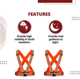 High Visibility Protective Safety Reflective Vest Belt Jacket, Night Cycling Reflector Strips Cross Belt Stripes Adjustable Vest Safety Jacket (Orange) Kunplast