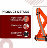 High Visibility Protective Safety Reflective Vest Belt Jacket, Night Cycling Reflector Strips Cross Belt Stripes Adjustable Vest Safety Jacket (Orange) Kunplast