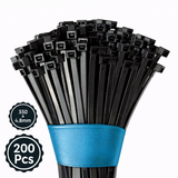 Self Locking Cable Ties, 350 X 4.8 mm, Black, Heat Resistant Cable Zip Ties, Self-Locking Cable Organizer, Anti - Slip Wire Organizer, For Indoor & Outdoor Use Kunplast