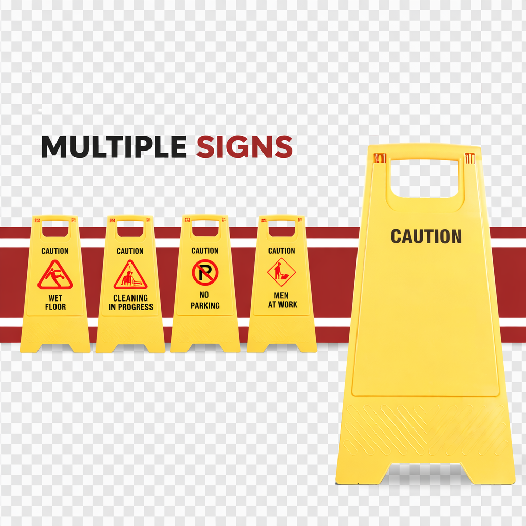 PP Material Caution No Parking Sign Board-UV Resistant,Two Side Floor Sign Board,Size - 62 X 30 cm Kunplast