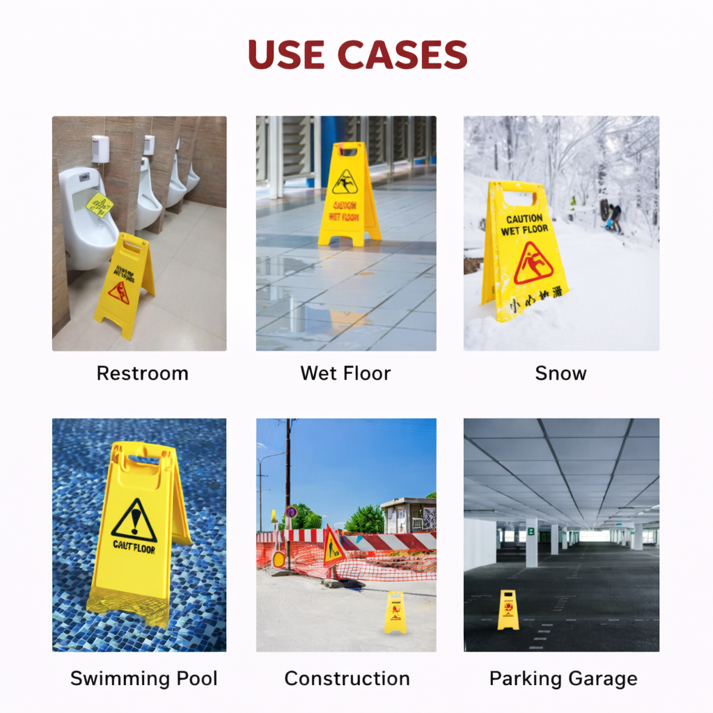 PP Material Caution Wet Floor Sign Board-UV Resistant,Two Side Floor Sign Board, (Size - 62 X 30 cm) Kunplast