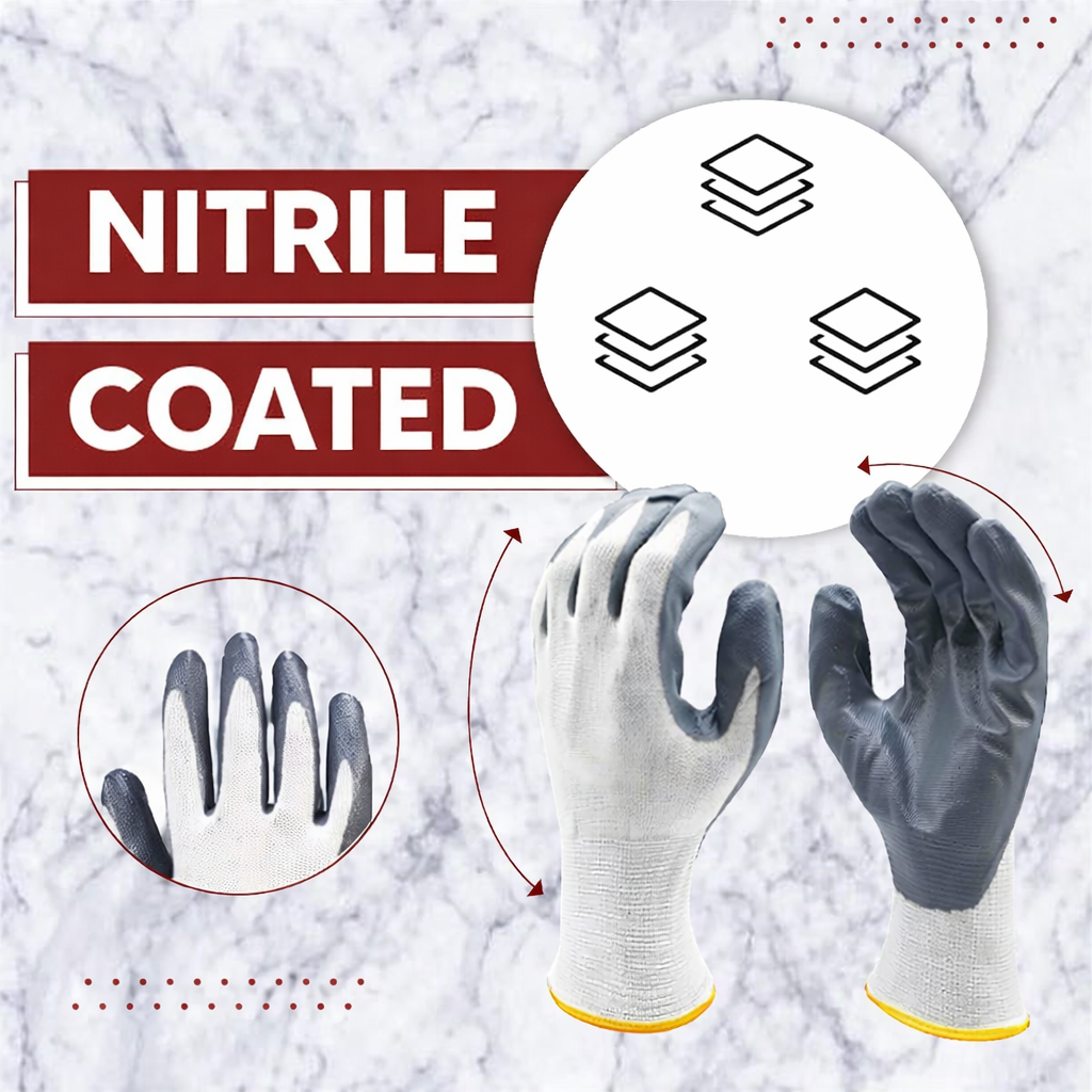 Nylon Nitrile Coated Industrial Safety Hand Gloves Anti-Cut, Cut Resistant, Heat Resistant, Industrial Use, for Finger and Hand Protection Kunplast