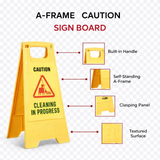 Caution-Cleaning In Progress Sign Board, PP Material, UV Resistant, Two Side Floor Sign Board (Size 62 X 30 cm) Kunplast