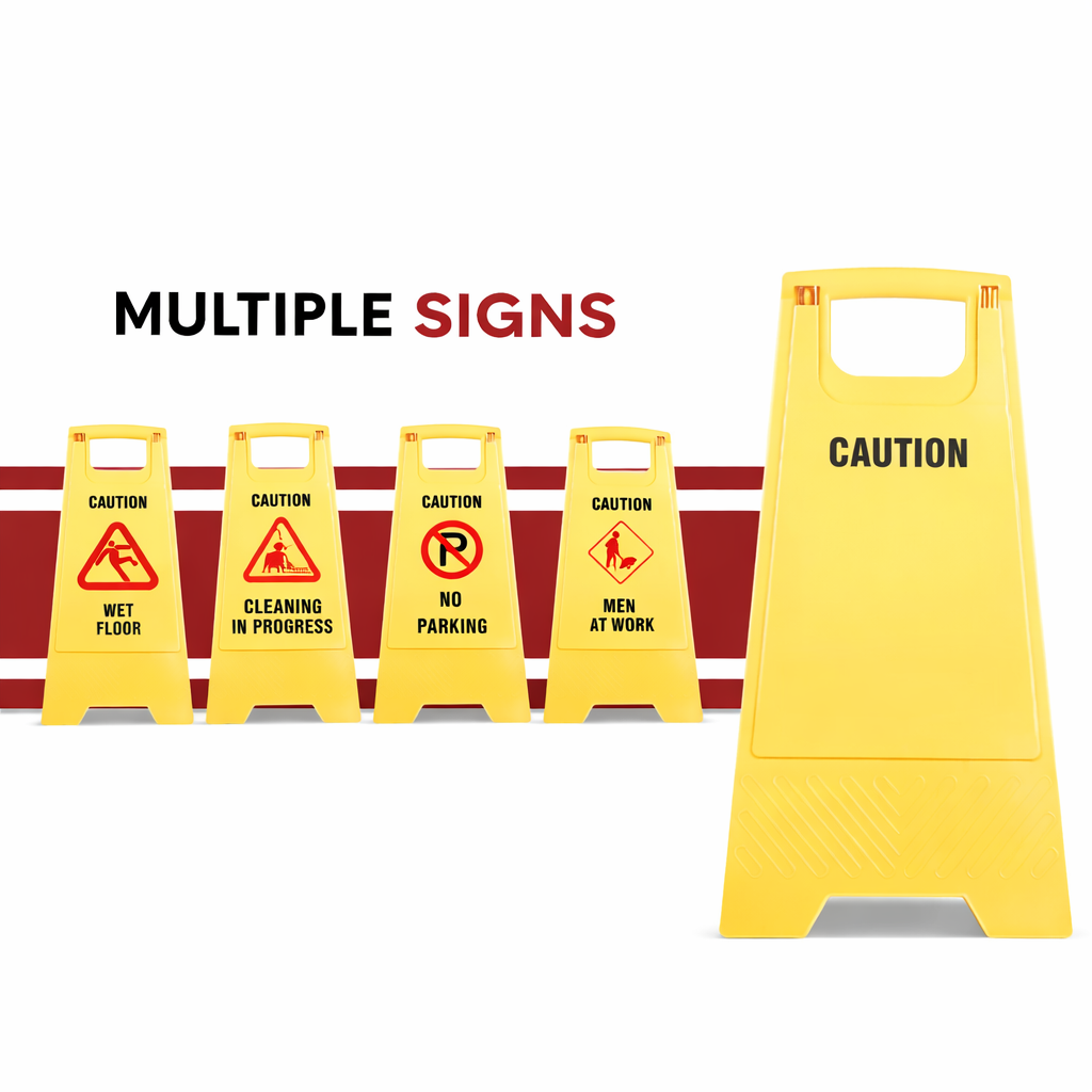 Caution-Cleaning In Progress Sign Board, PP Material, UV Resistant, Two Side Floor Sign Board (Size 62 X 30 cm) Kunplast