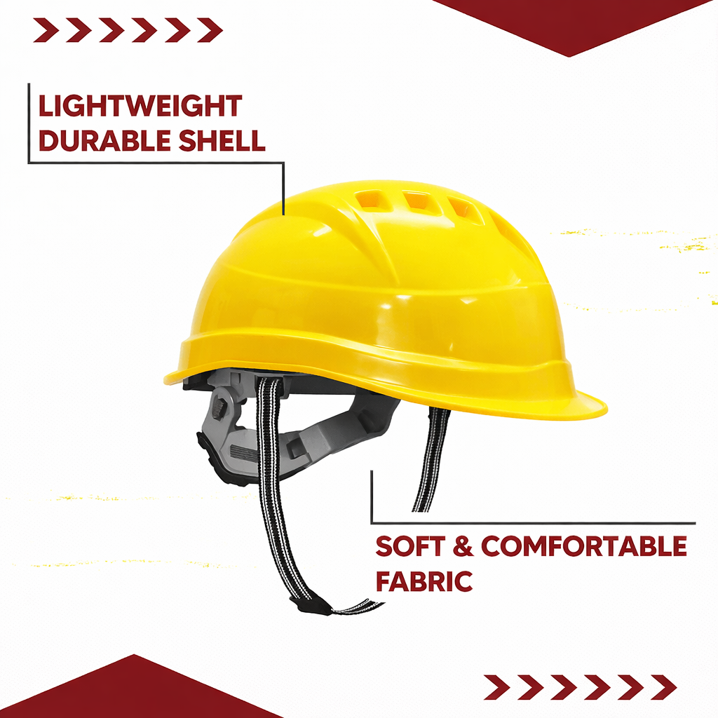 Safety Helmet Executive Ratchet Type Adjustment, Protection for Outdoor Work Head Safety Hat with Sweat Band Kunplast