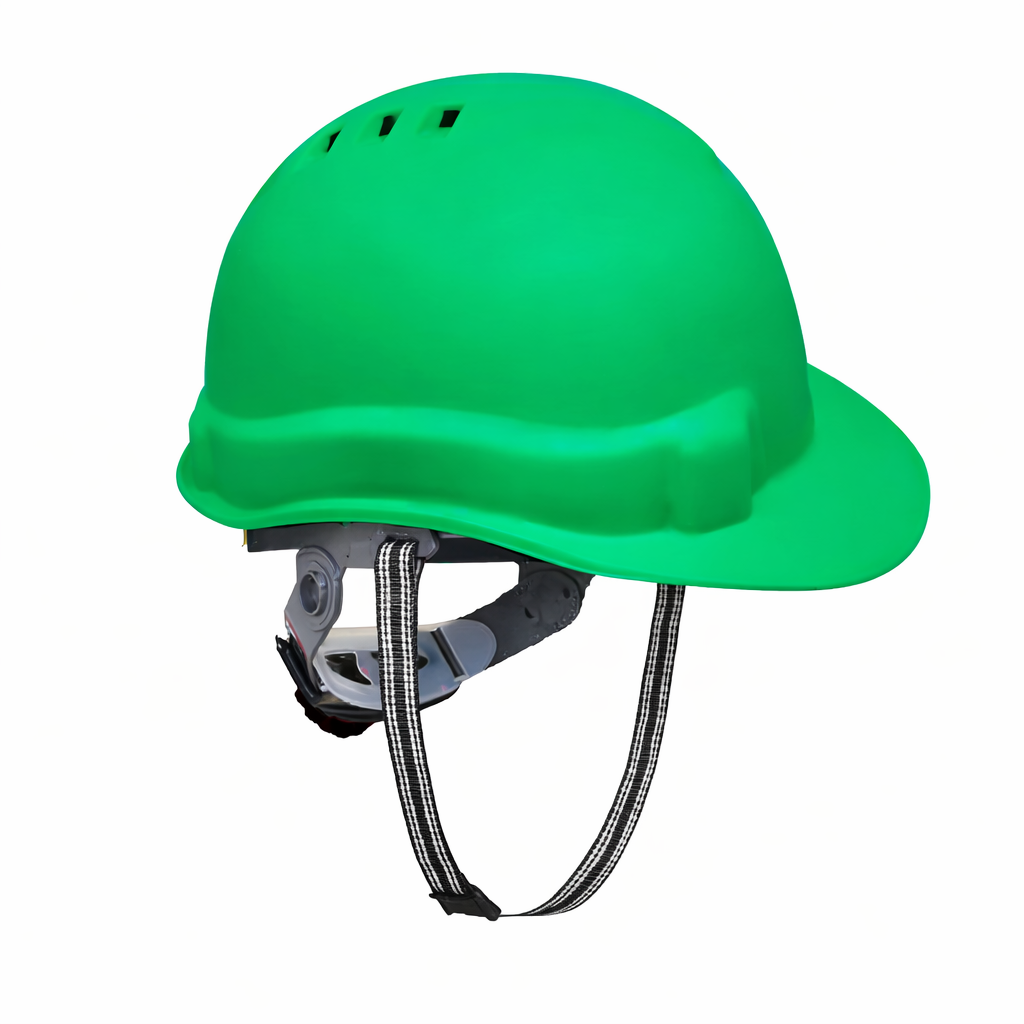 Safety Helmet Executive Ratchet Type Adjustment, Protection for Outdoor Work Head Safety Hat with Sweat Band, Green Kunplast
