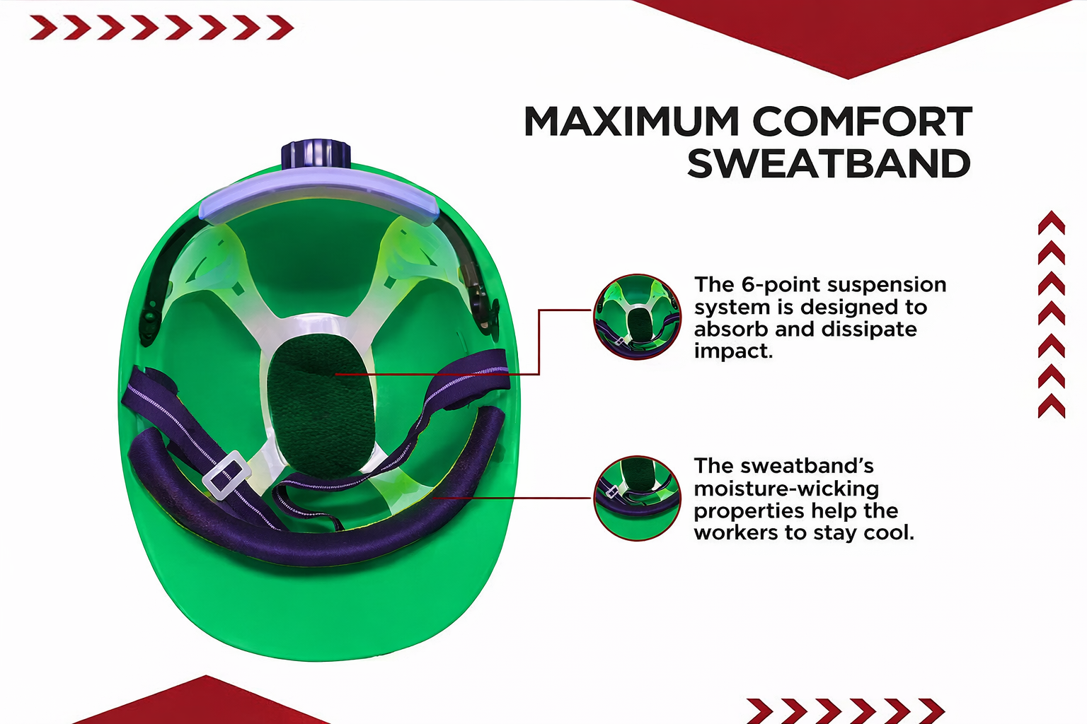 Safety Helmet Executive Ratchet Type Adjustment, Protection for Outdoor Work Head Safety Hat with Sweat Band, Green Kunplast