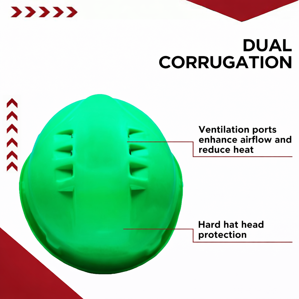 Safety Helmet Executive Ratchet Type Adjustment, Protection for Outdoor Work Head Safety Hat with Sweat Band, Green Kunplast