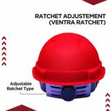 Kunplast Safety Helmet Executive Ratchet Type Adjustment, Protection for Outdoor Work Head Safety Hat with Sweat Band, Red Kunplast