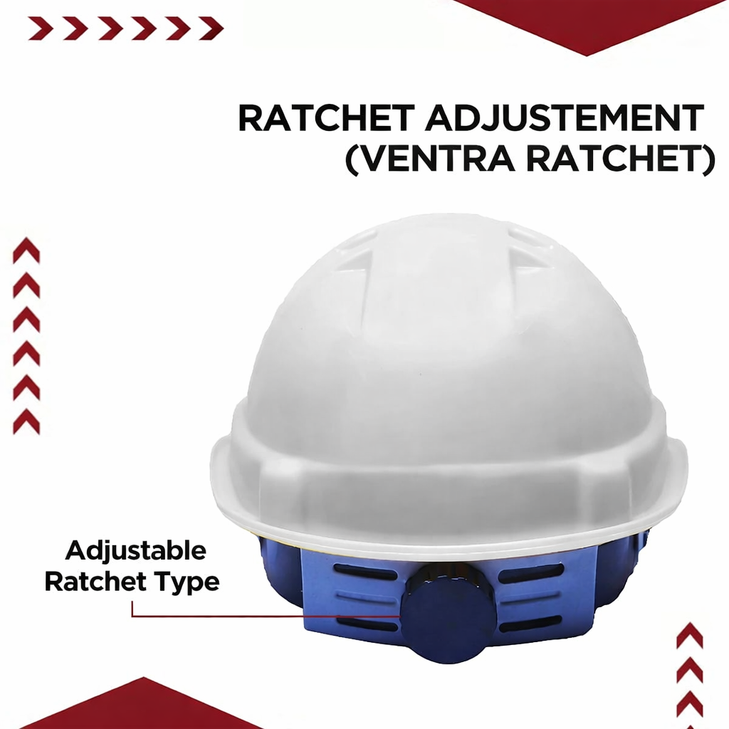 Kunplast Safety Helmet Executive Ratchet Type Adjustment, Protection for Outdoor Work Head Safety Hat with Sweat Band, White Kunplast