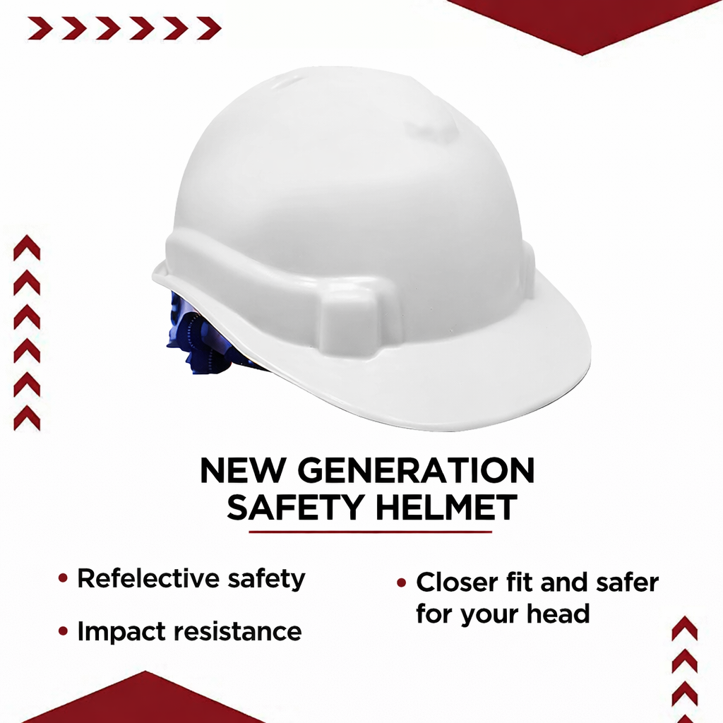 Kunplast Safety Helmet Executive Ratchet Type Adjustment, Protection for Outdoor Work Head Safety Hat with Sweat Band, White Kunplast