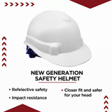 Kunplast Safety Helmet Executive Ratchet Type Adjustment, Protection for Outdoor Work Head Safety Hat with Sweat Band, White Kunplast