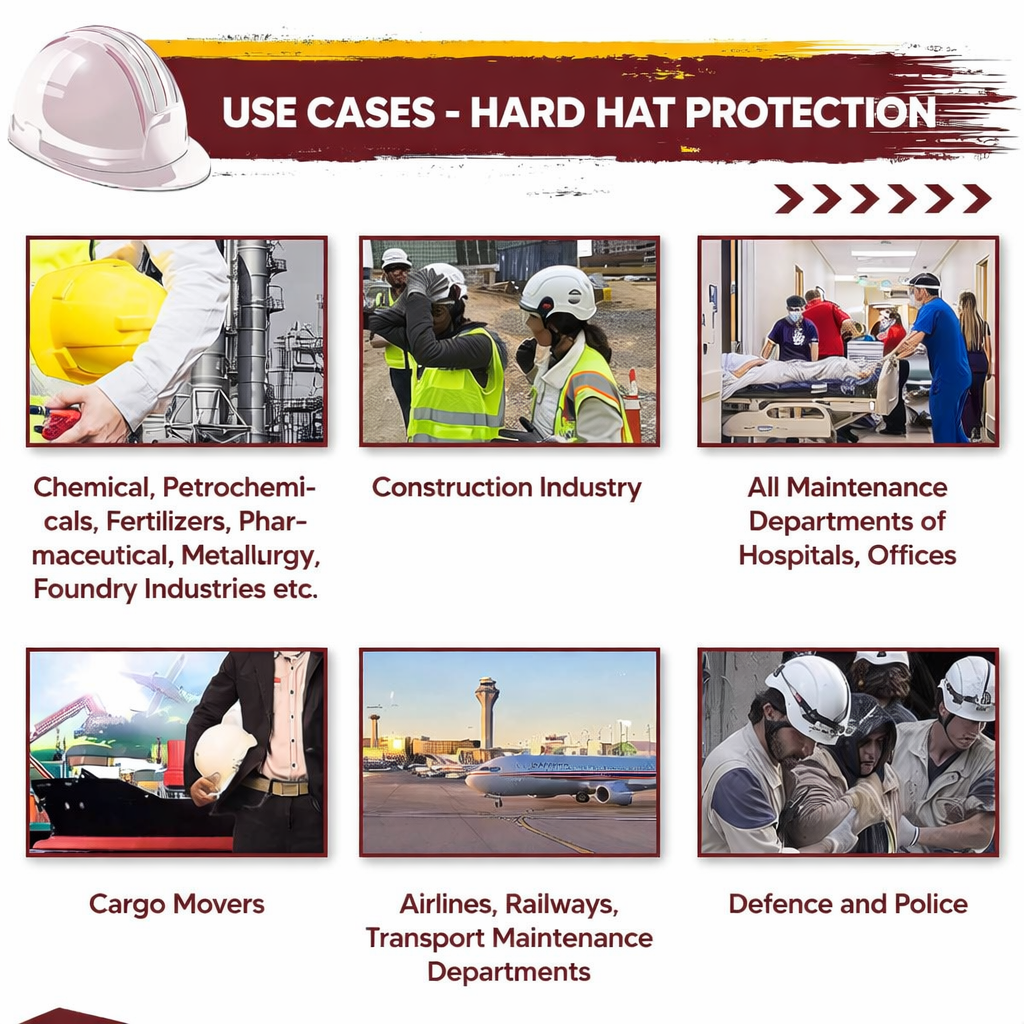 Kunplast Safety Helmet Executive Ratchet Type Adjustment, Protection for Outdoor Work Head Safety Hat with Sweat Band, White Kunplast