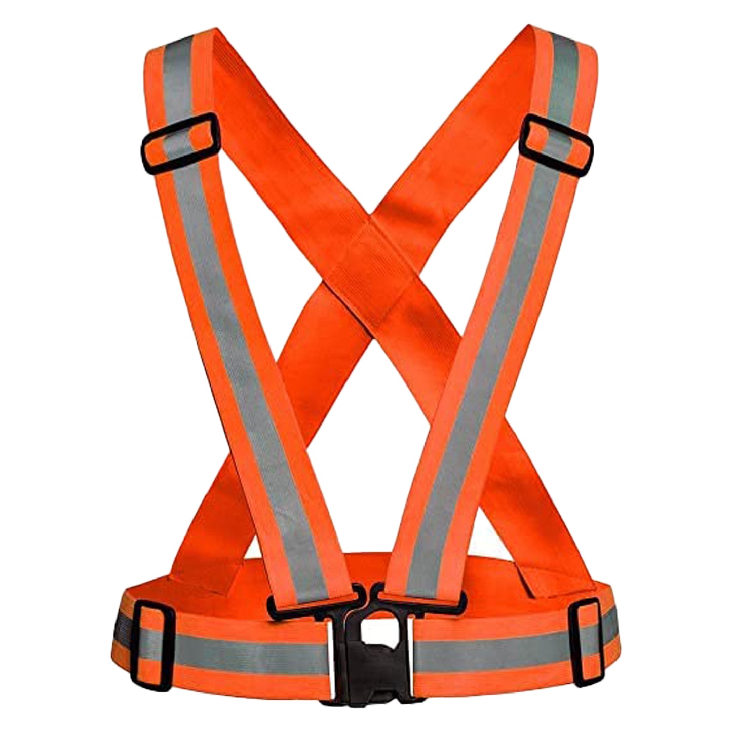 High Visibility Protective Safety Reflective Vest Belt Jacket, Night Cycling Reflector Strips Cross Belt Stripes Adjustable Vest Safety Jacket (Orange) Kunplast