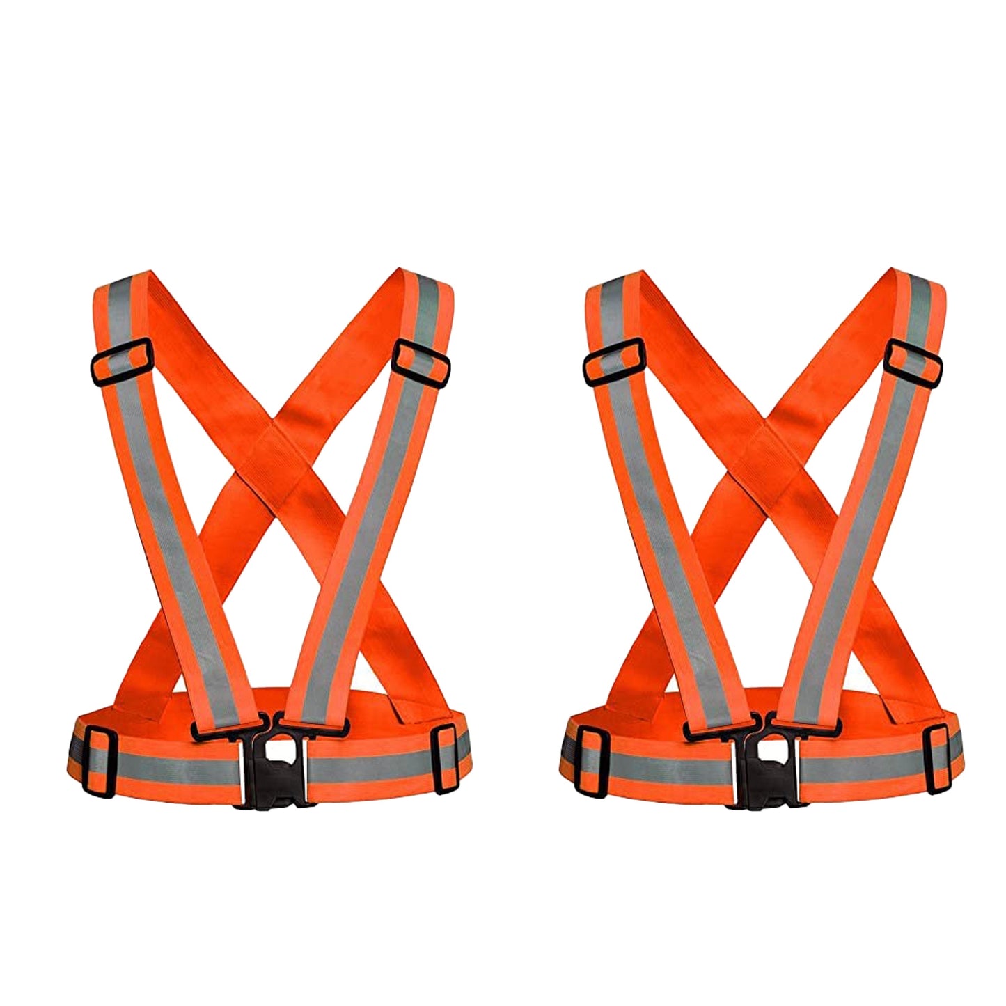 High Visibility Protective Safety Reflective Vest Belt Jacket, Night Cycling Reflector Strips Cross Belt Stripes Adjustable Vest Safety Jacket (Orange) Kunplast