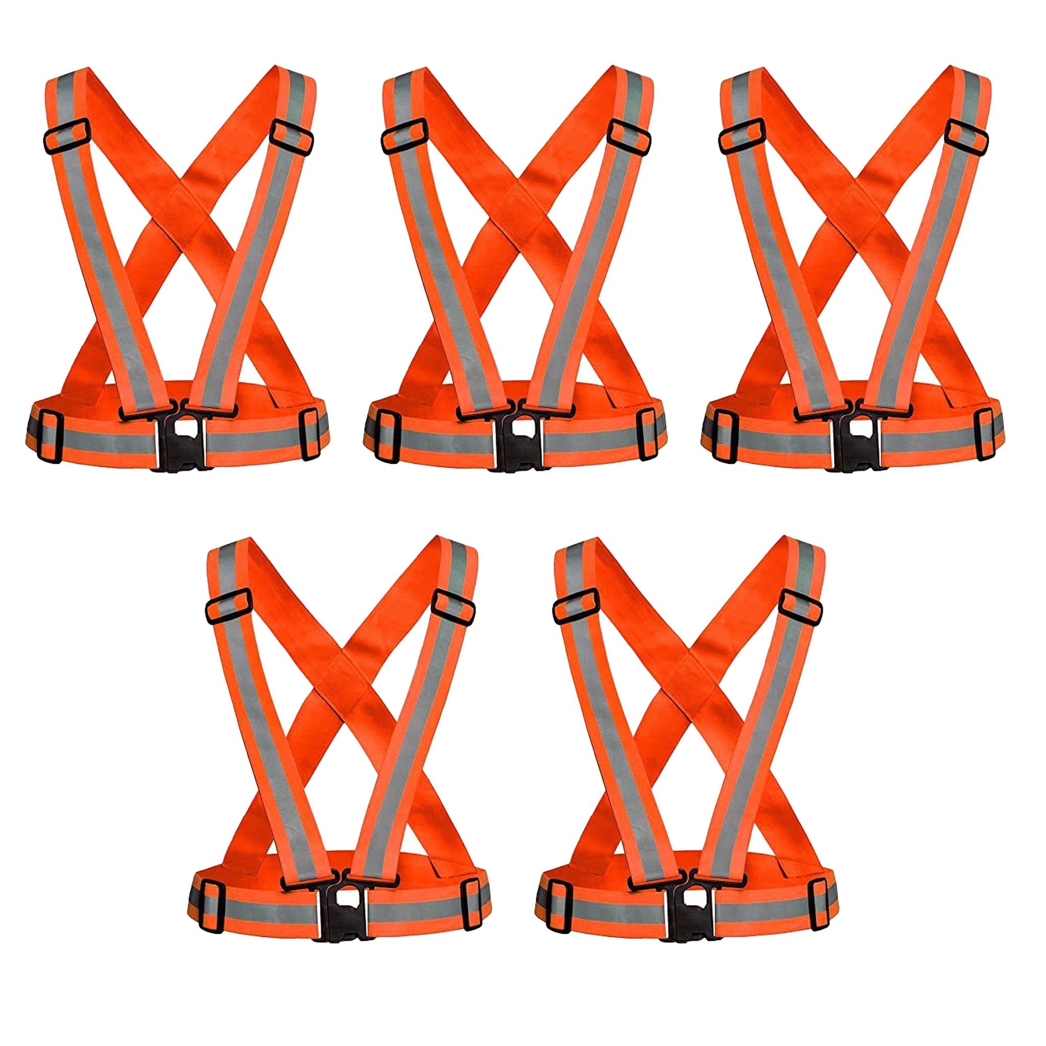 High Visibility Protective Safety Reflective Vest Belt Jacket, Night Cycling Reflector Strips Cross Belt Stripes Adjustable Vest Safety Jacket (Orange) Kunplast