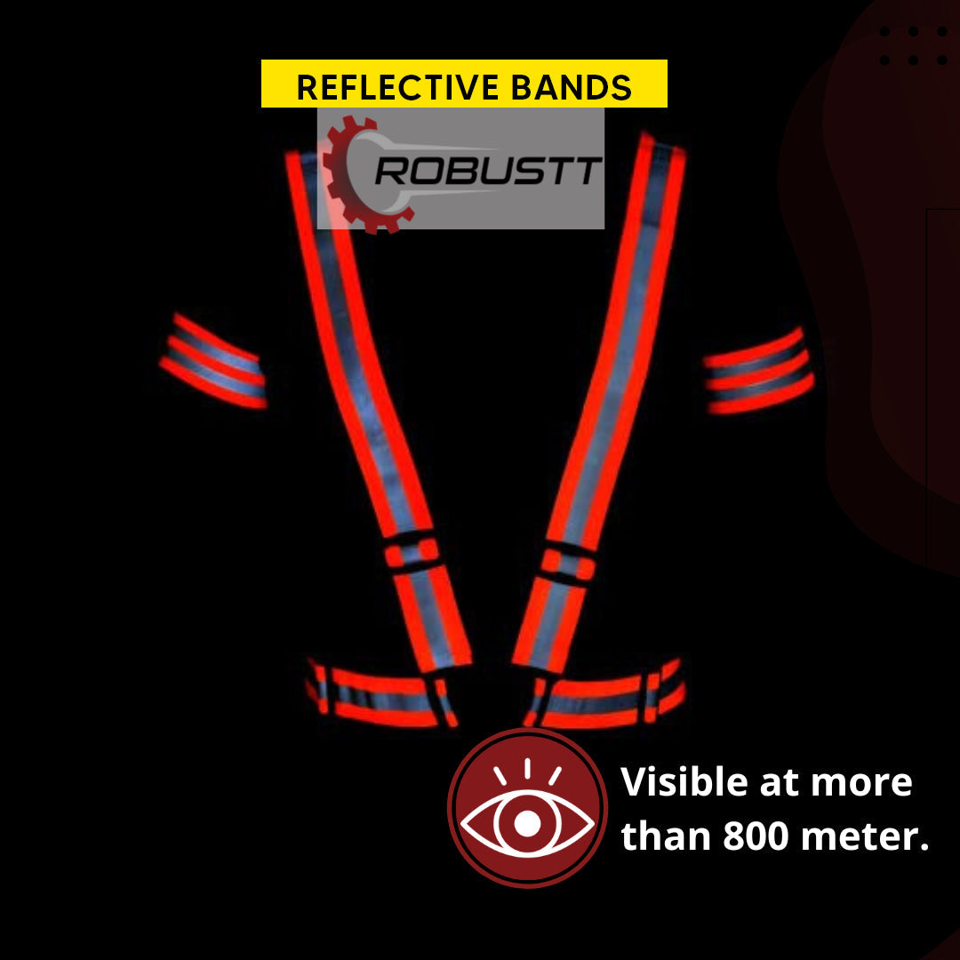 High Visibility Protective Safety Reflective Vest Belt Jacket, Night Cycling Reflector Strips Cross Belt Stripes Adjustable Vest Safety Jacket (Orange) Kunplast