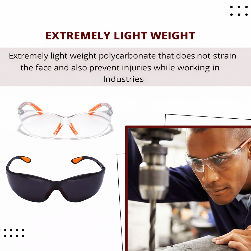 Scratch-resistant, UV-protected, dust-protected polycarbonate unbreakable safety goggles Kunplast