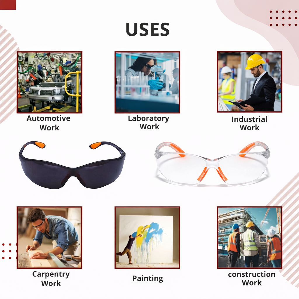 Scratch-resistant, UV-protected, dust-protected polycarbonate unbreakable safety goggles Kunplast
