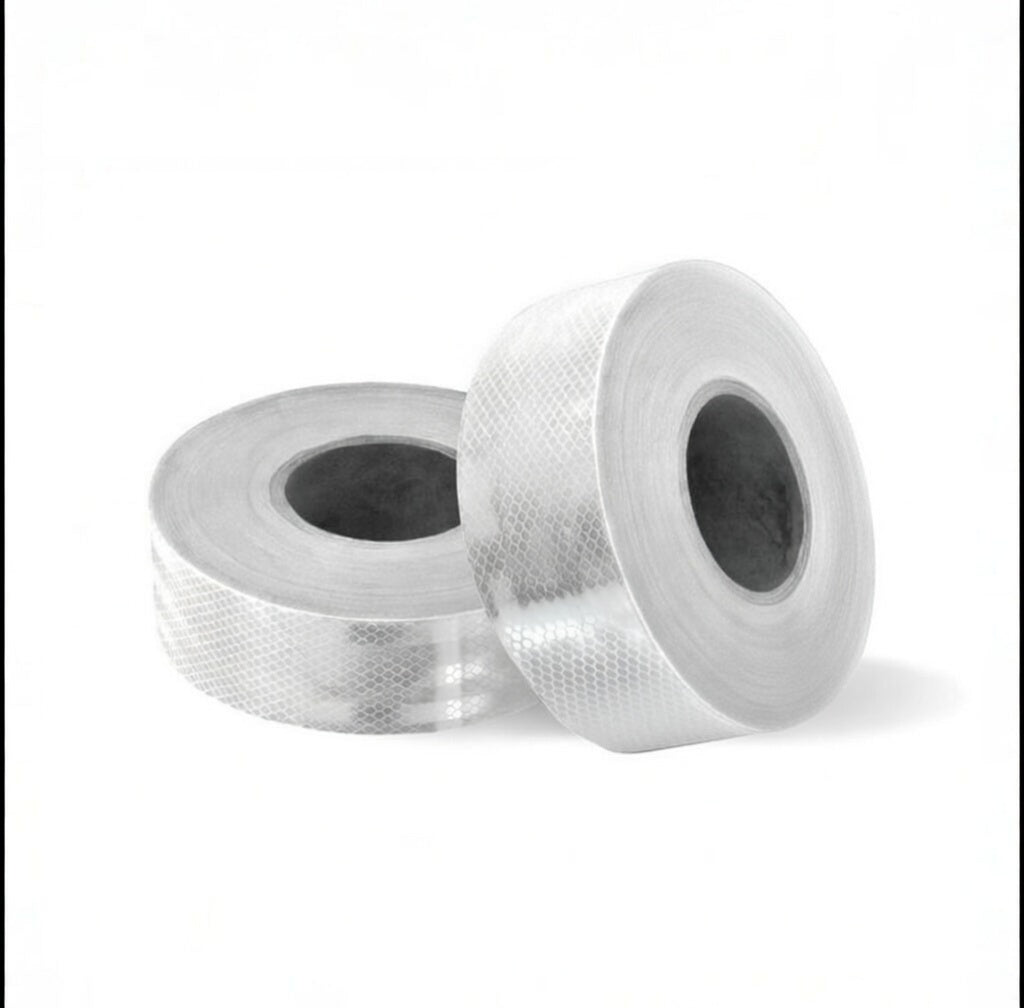 Reflective Tape (42 Mtr X 50mm) White PET Material, Diamond Cut Design (White, Yellow, Red) Kunplast