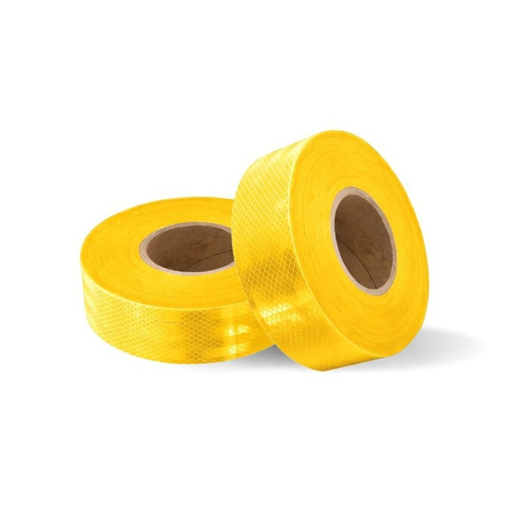 Reflective Tape (42 Mtr X 50mm) White PET Material, Diamond Cut Design (White, Yellow, Red) Kunplast