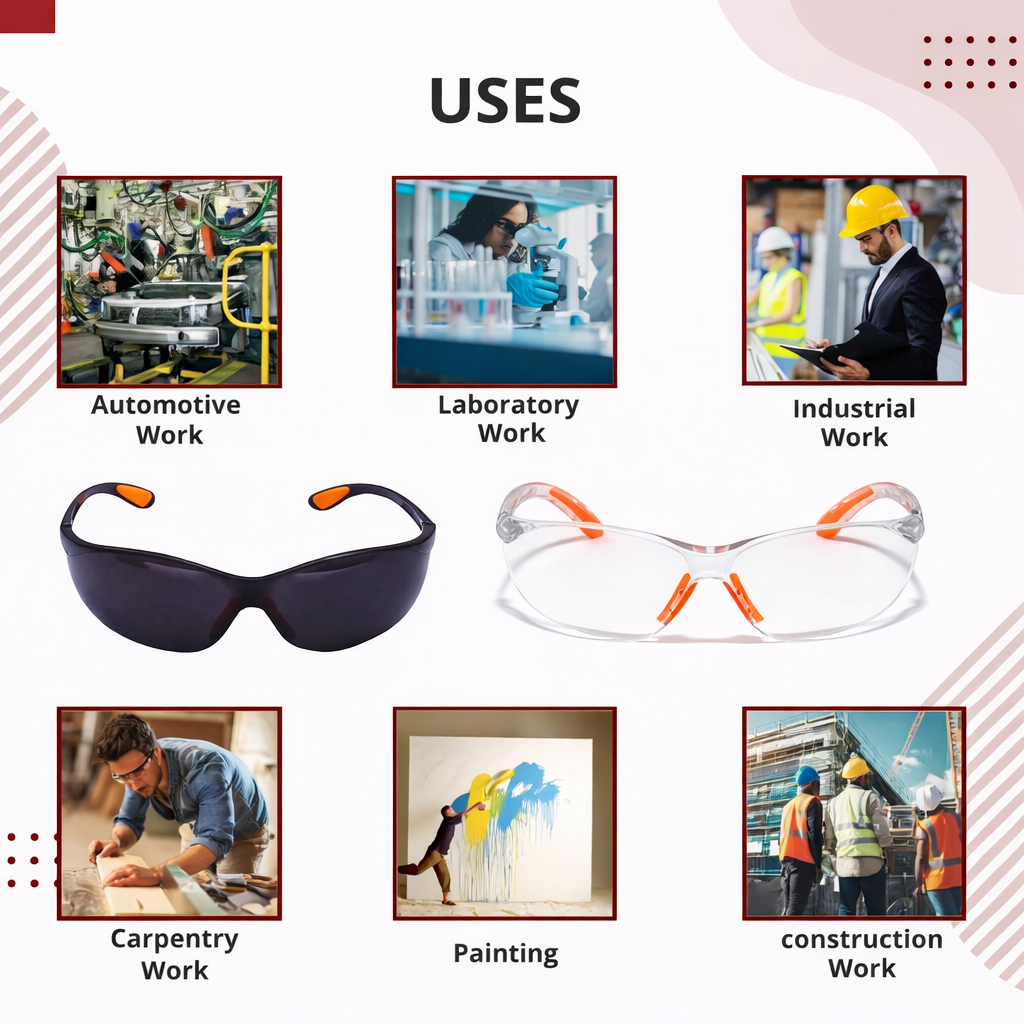 Scratch-resistant, UV-protected, dust-protected polycarbonate unbreakable safety goggles Kunplast